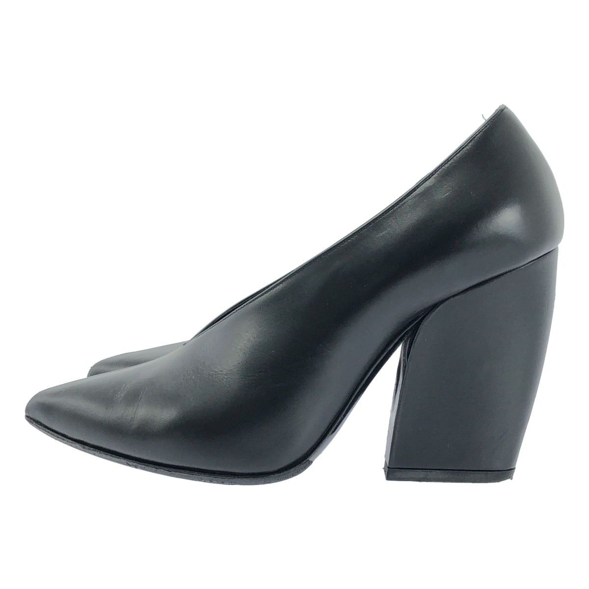 【미품】 PIERRE HARDY / 피에르 알디 | 가죽 포인티드 투 청키 힐 부티 | 37 | 블랙 | 여성