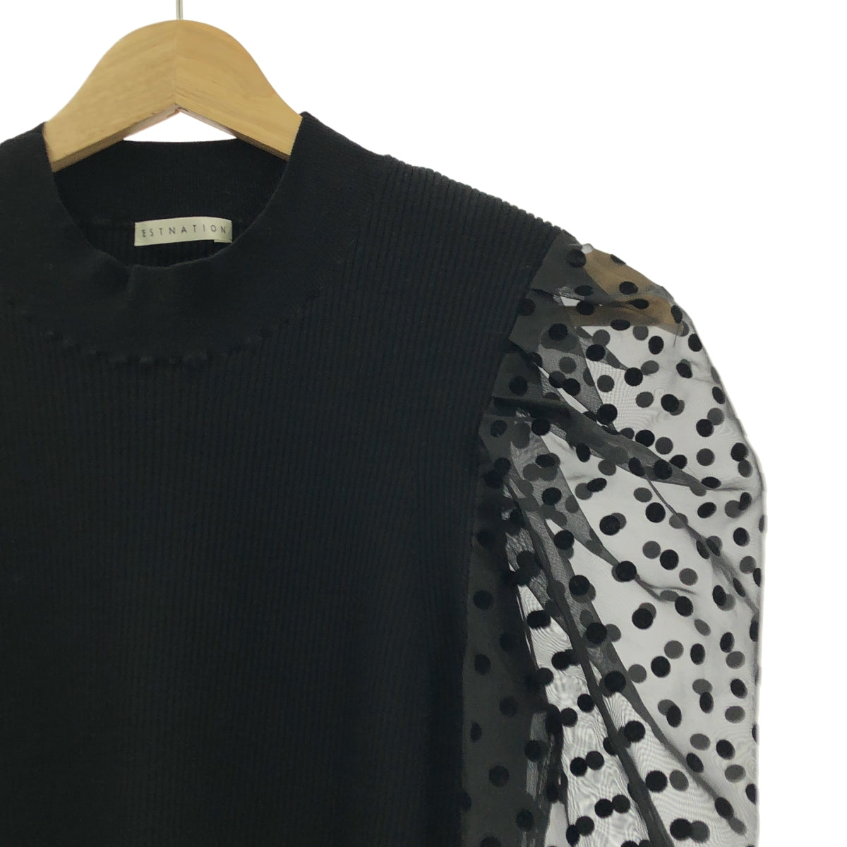 ESTNATION / エストネーション | フロッキードットコンビニット シアースリーブ セーター | F | レディース