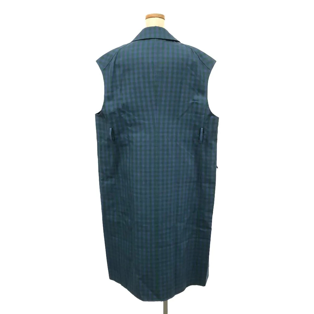 【新品】  BLAMINK / ブラミンク | ギンガムチェック コットン ジレコート | 36 | ブルー/グリーン | レディース