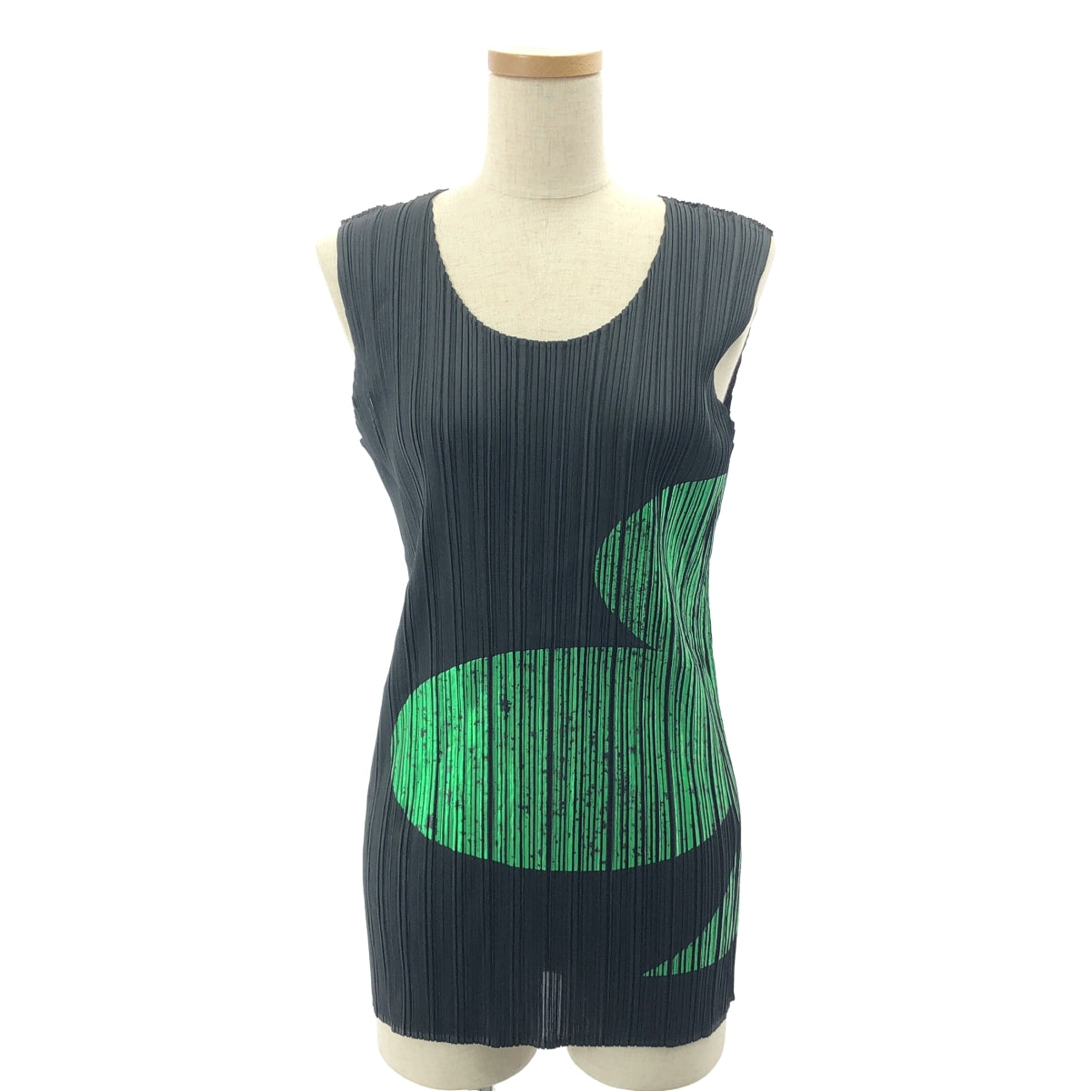 PLEATS PLEASE ISSEY MIYAKE / プリーツプリーズイッセイミヤケ | クローバー プリーツ ノースリーブ | 3 | ブラック / グリーン | レディース
