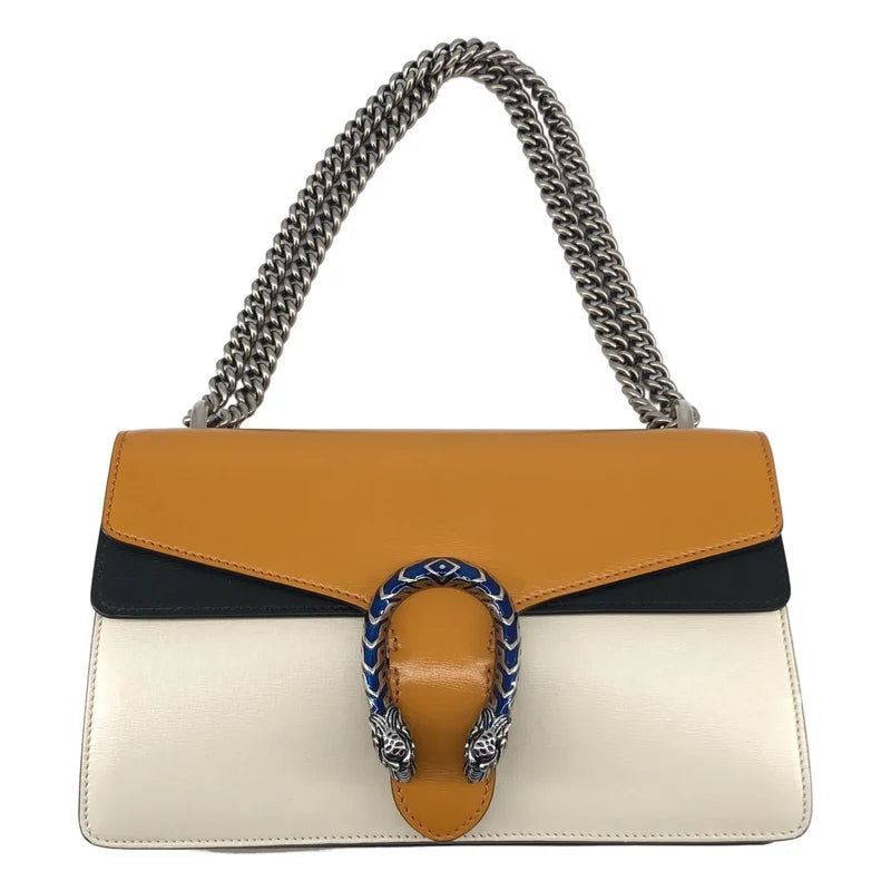 【美品】 GUCCI / 구찌 | 디오니서스 트리콜로르 체인 숄더백 | 옐로우/블랙/화이트 | 여성