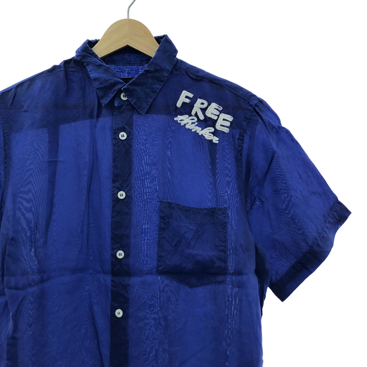 COMME des GARCONS HOMME PLUS / コムデギャルソンオムプリュス | 2007SS | 製品染め キュプラ 刺しゅう ハーフスリーブ シャツ | SS | ブルー | メンズ