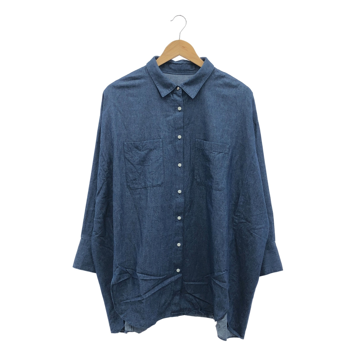【美品】  CADUNE / カデュネ | オーバーシルエット シャツ ブラウス | 38 | ネイビー | レディース
