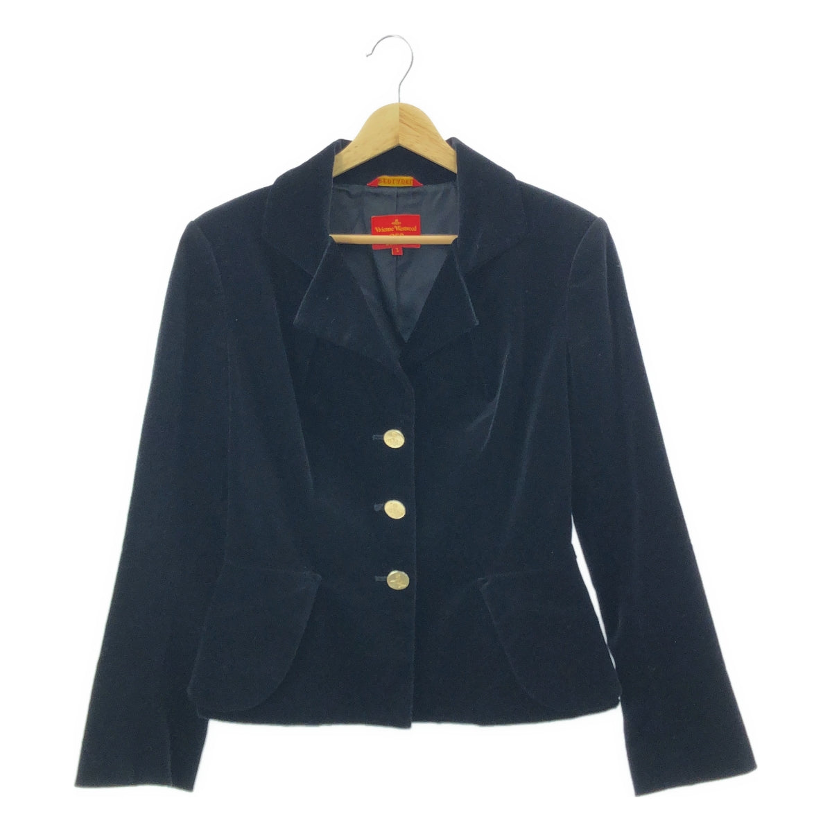 VIVIENNE WESTWOOD RED LABEL / ヴィヴィアンウエストウッドレッドレーベル | ベロア オーブボタン テーラードジャケット | 3 | ブラック | レディース