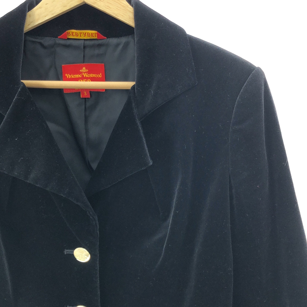 VIVIENNE WESTWOOD RED LABEL / ヴィヴィアンウエストウッドレッドレーベル | ベロア オーブボタン テーラードジャケット | 3 | ブラック | レディース