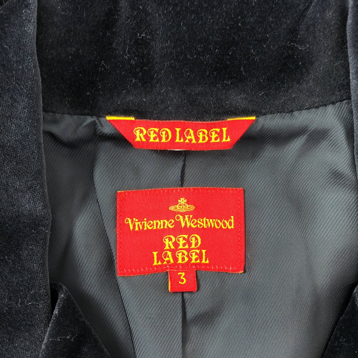 VIVIENNE WESTWOOD RED LABEL / ヴィヴィアンウエストウッドレッドレーベル | ベロア オーブボタン テーラードジャケット | 3 | ブラック | レディース