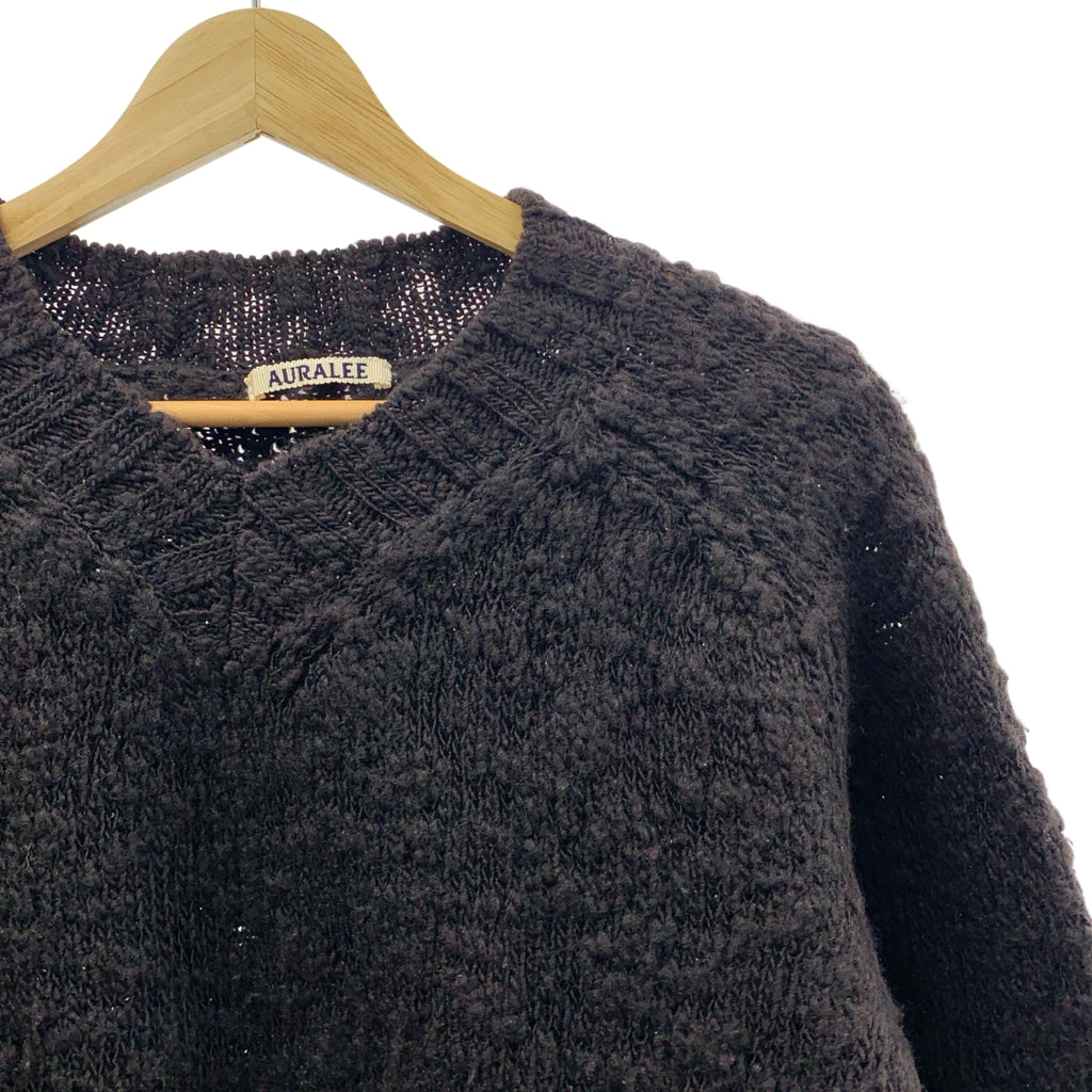 AURALEE / オーラリー | WOOL SLUB KNIT V-NECK P/O ウールスラブ Vネックニット | 3 | ダークブラウン | メンズ