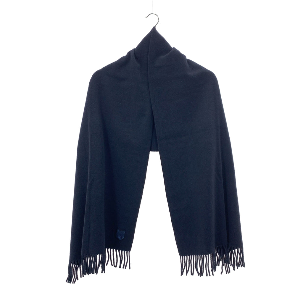 MAISON KITSUNE / メゾンキツネ | BOLD FOX / ウール ワッペン フリンジ マフラー ストール / ユニセックス |