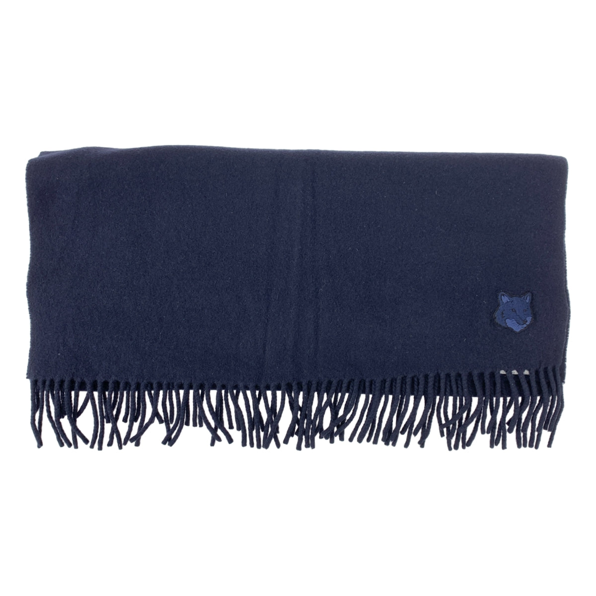 MAISON KITSUNE / メゾンキツネ | BOLD FOX / ウール ワッペン フリンジ マフラー ストール / ユニセックス |