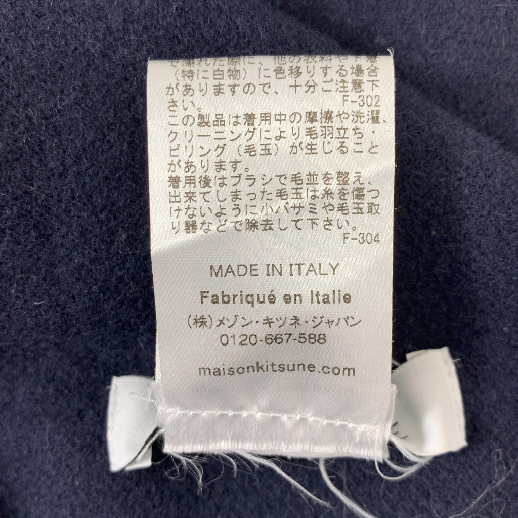 MAISON KITSUNE / メゾンキツネ | BOLD FOX / ウール ワッペン フリンジ マフラー ストール / ユニセックス |