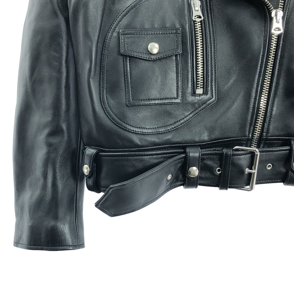 【美品】  Acne Studios / アクネストゥディオズ | LEATHER BIKER JKTS  レザー ダブルライダーズジャケット | 32 | ブラック | レディース