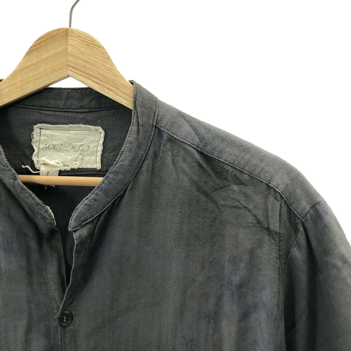 GREG LAUREN / グレッグローレン | SHORT SLEEVE STUDIO SHIRT HAWAIIAN ヘリンボーン フラワープリント 半袖 スタジオシャツ | 1 | チャコールグレー | メンズ
