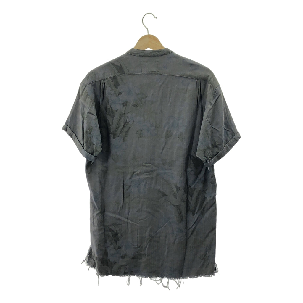 GREG LAUREN / グレッグローレン | SHORT SLEEVE STUDIO SHIRT HAWAIIAN ヘリンボーン フラワープリント 半袖 スタジオシャツ | 1 | チャコールグレー | メンズ