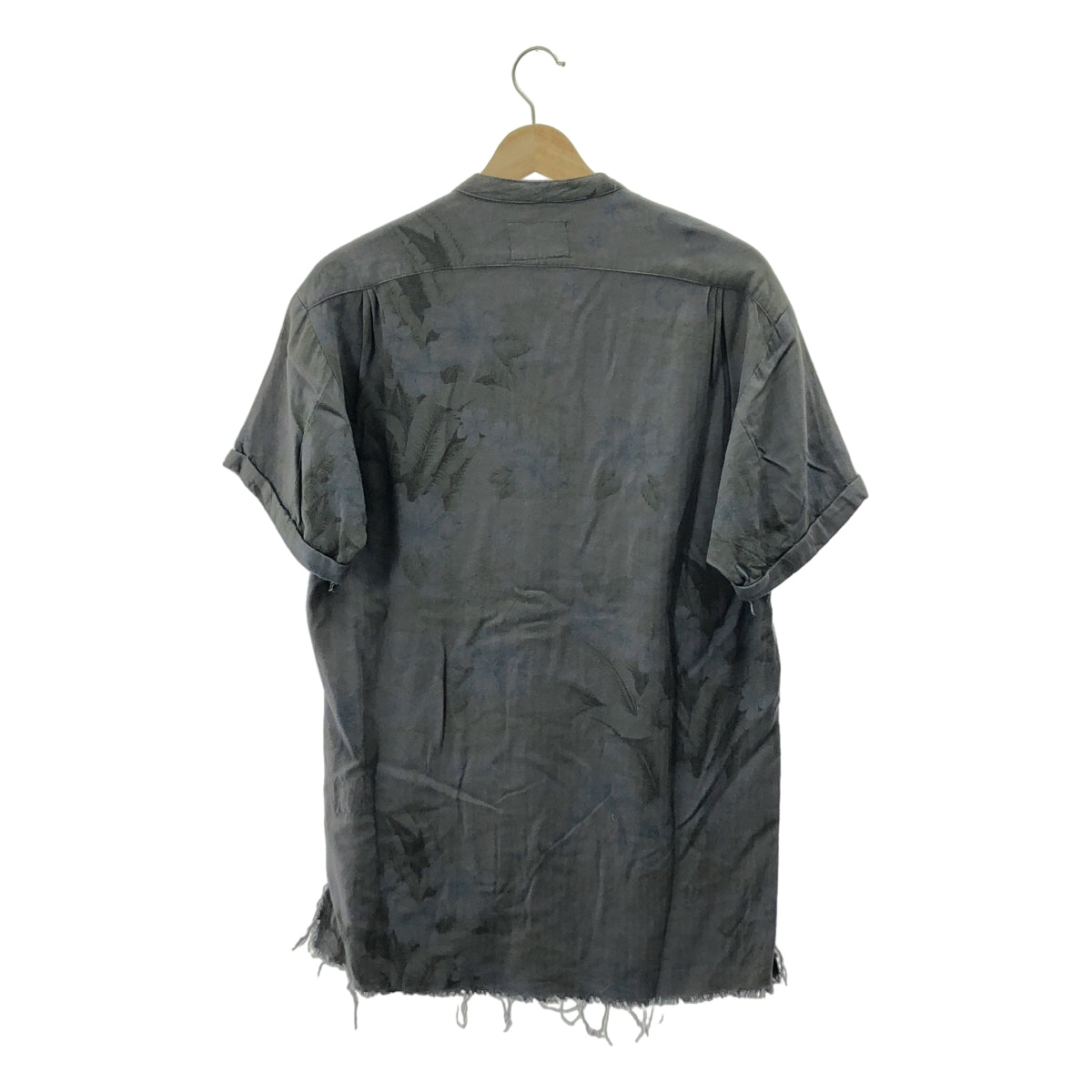 GREG LAUREN / グレッグローレン | SHORT SLEEVE STUDIO SHIRT HAWAIIAN ヘリンボーン フラワープリント 半袖 スタジオシャツ | 1 | チャコールグレー | メンズ