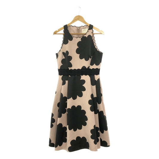 KATE SPADE | Petal Stamp Dress | Flower All-Over Scallop Sleeveless Flare Dress | Size 8 | Pink / Black | Women's