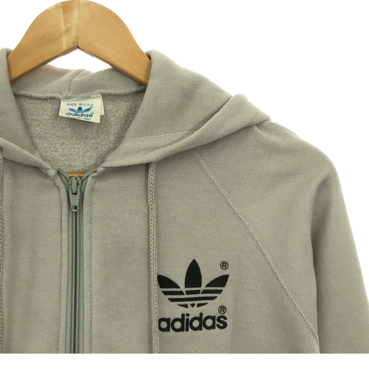 adidas | 80s Vintage USA Made Trefoil Logo Bicolor Zip-up Hoodie | M | Men's