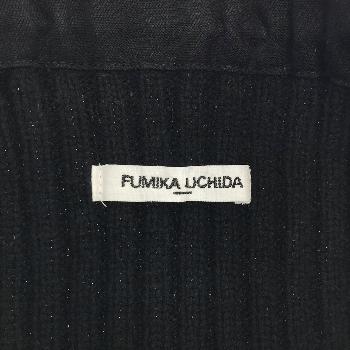 【美品】  FUMIKA UCHIDA / フミカウチダ | 2022AW | RIB KNIT PATCHED SLEEVELESS CROPPED SWEATER リブニット パッチ切替 ノースリーブ クロップドニット | 36 | ブラック | レディース