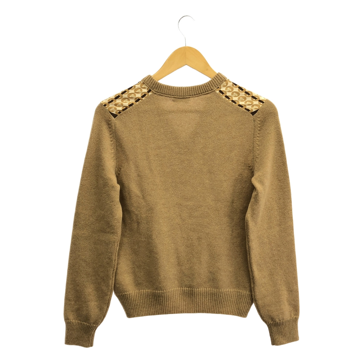 【美品】  CELINE / セリーヌ | 2020SS | シルク切替 Vネック カシミヤニット | XS | キャメル / マルチカラー | レディース