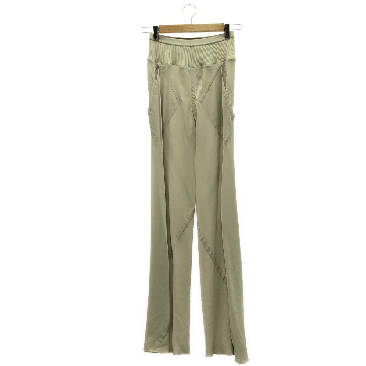 瑞克歐文斯 | 2021春夏 |絲質混紡腰部羅紋寬喇叭休閒褲 | 38 |淺灰色 |女性的