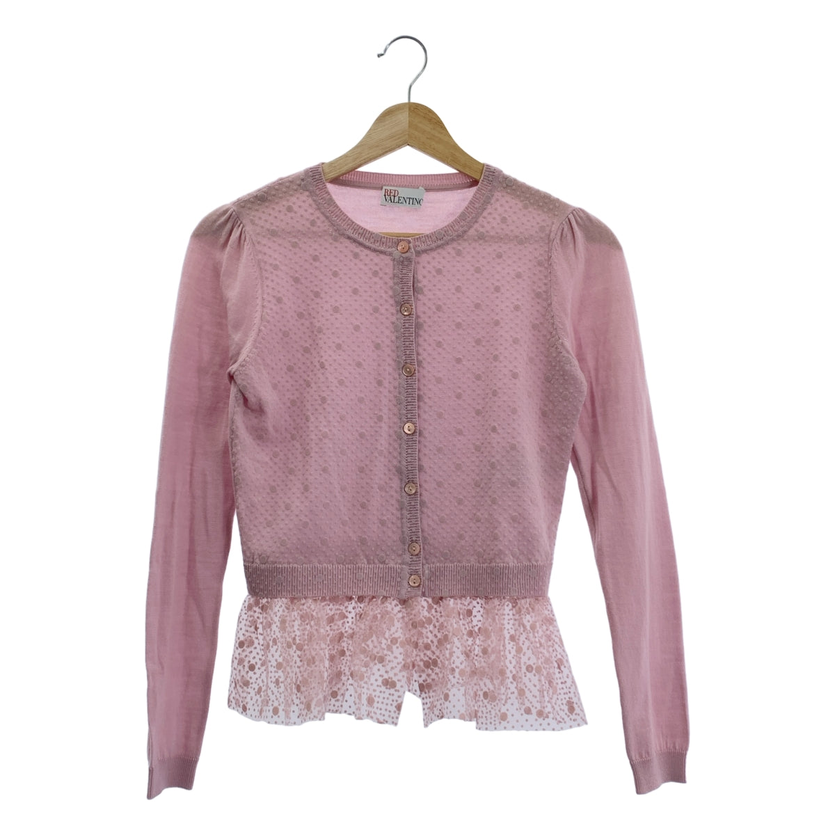 RED VALENTINO | 薄紗圓點植絨圓領開襟衫 | XS | 女款