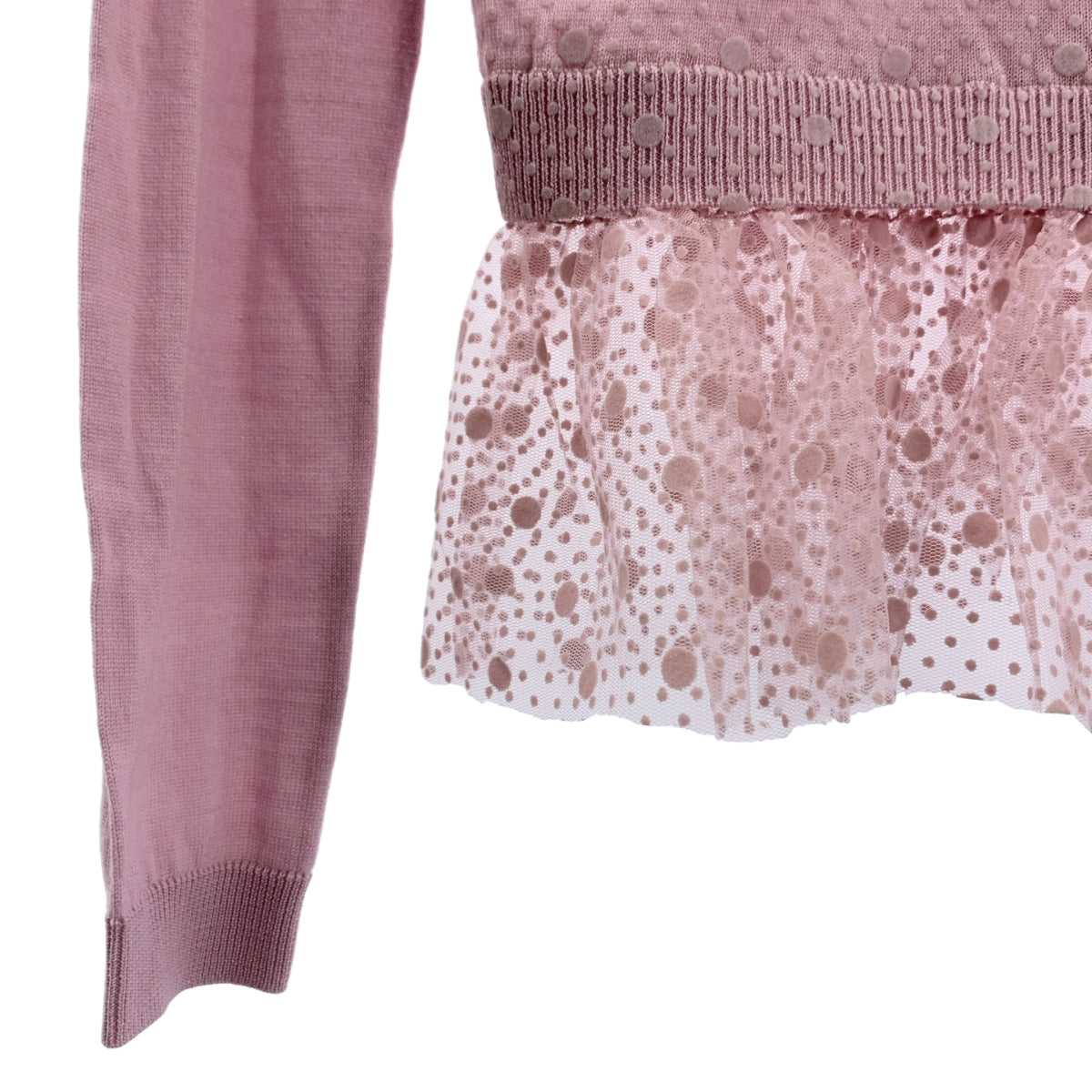 RED VALENTINO | 薄紗圓點植絨圓領開襟衫 | XS |