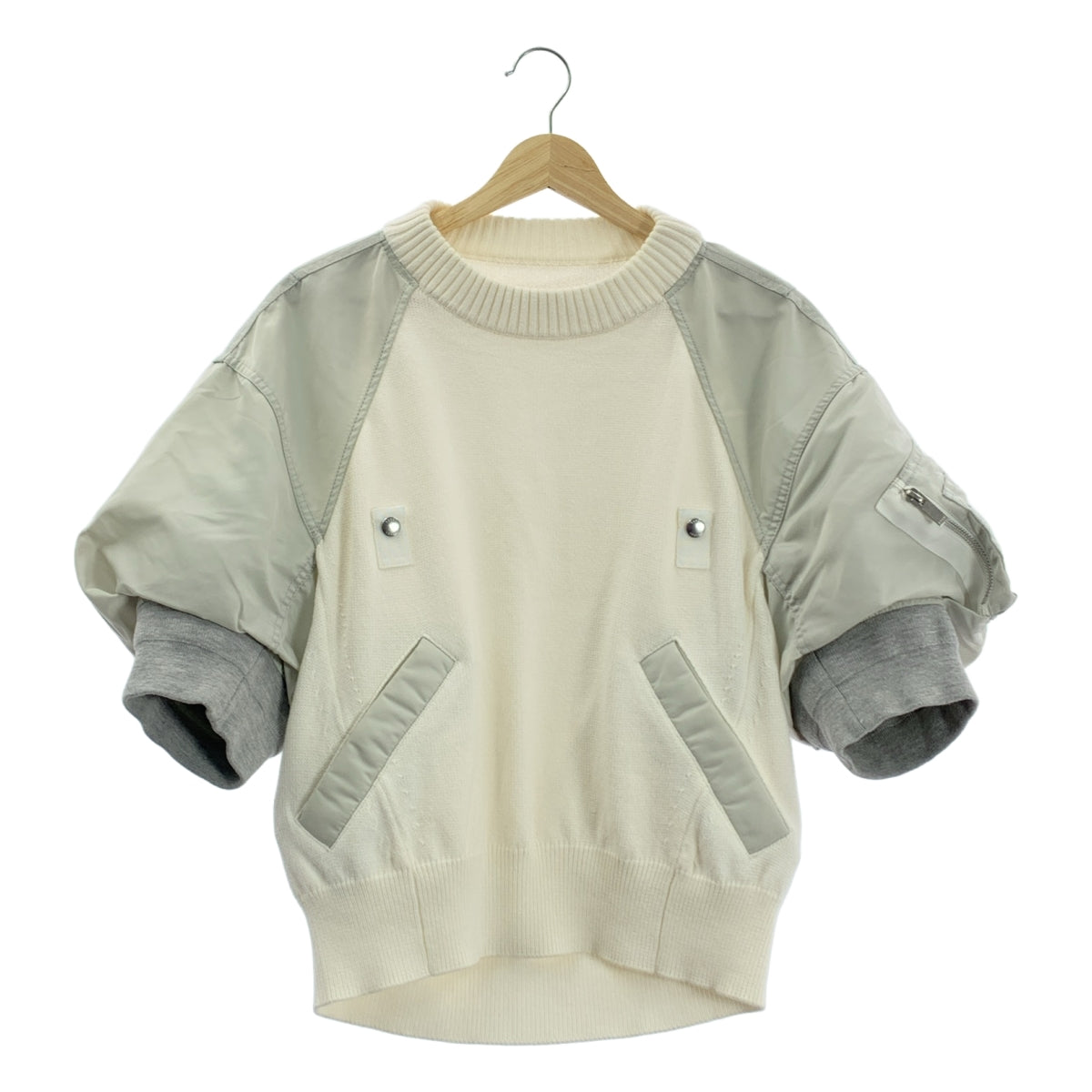 sacai / サカイ | Nylon Twill Knit Pullover ナイロン ツイル ニット | 4 |