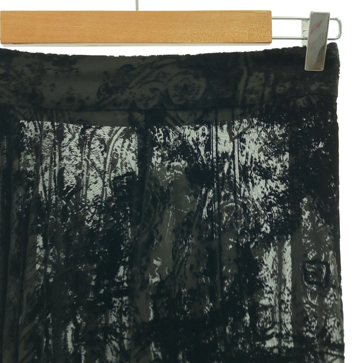 【美品】  GEOFFREY B.SMALL / ジェフリーBスモール | Limited Edition / hand dyed como silk and viscose velvet burn out 絵画柄 ベルベット スカート | S | ブラック | レディース