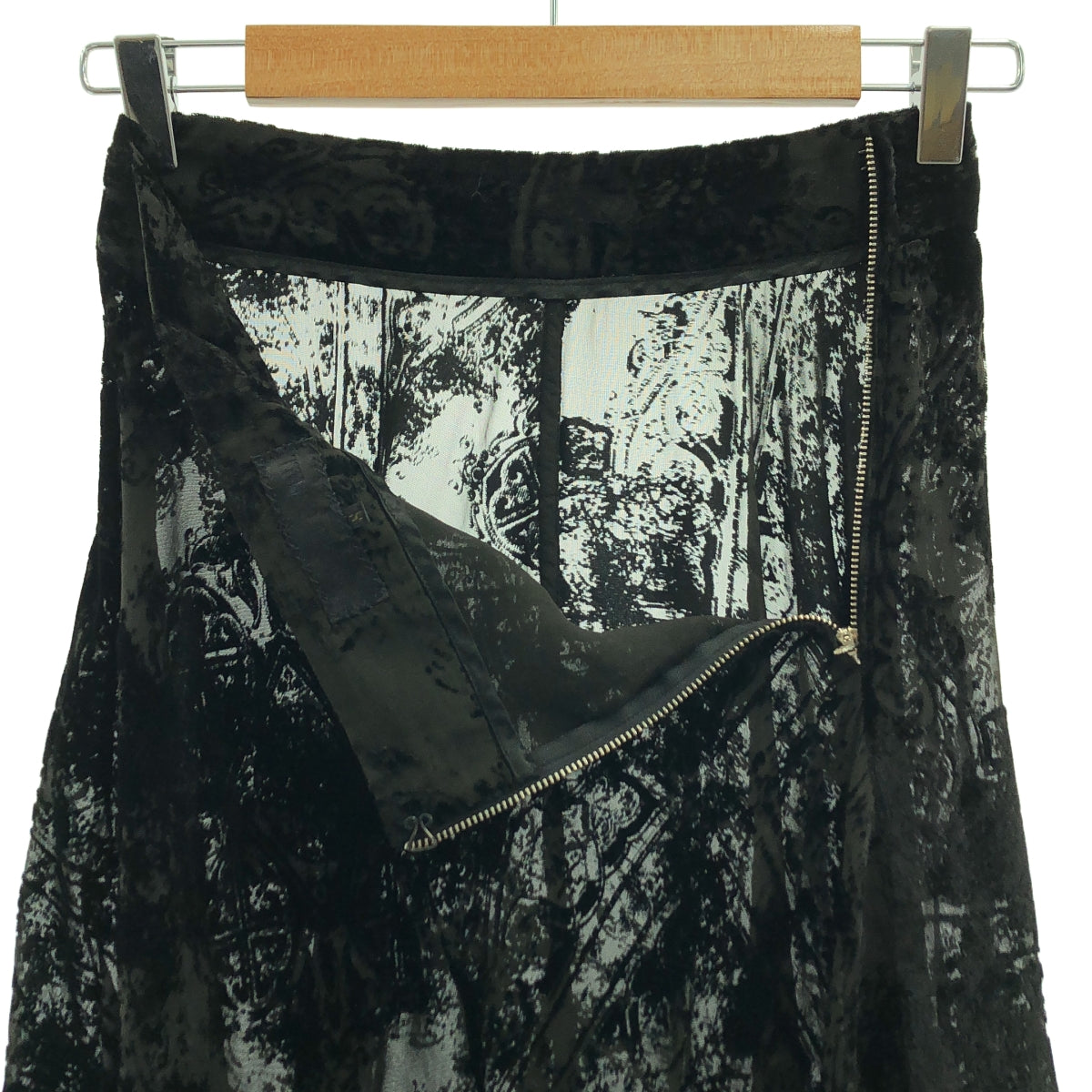 【美品】  GEOFFREY B.SMALL / ジェフリーBスモール | Limited Edition / hand dyed como silk and viscose velvet burn out 絵画柄 ベルベット スカート | S | ブラック | レディース