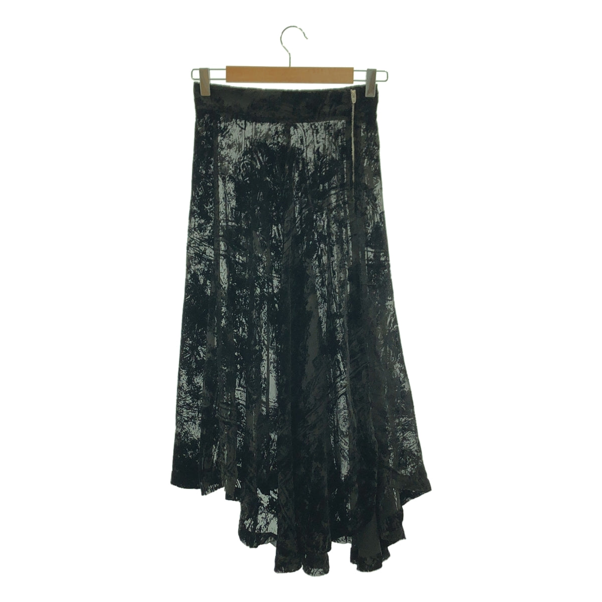 【美品】  GEOFFREY B.SMALL / ジェフリーBスモール | Limited Edition / hand dyed como silk and viscose velvet burn out 絵画柄 ベルベット スカート | S | ブラック | レディース