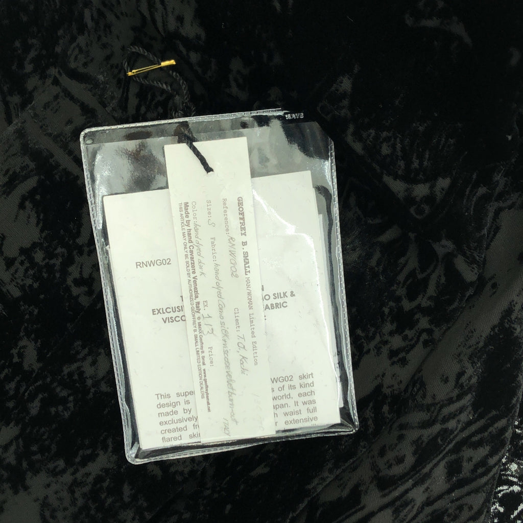 【成色極佳】GEOFFREY B. SMALL | 限量版 | 手工染色科莫絲綢和粘膠纖維混紡天鵝絨燒花印花半身裙 | S碼 | 黑色 | 女款