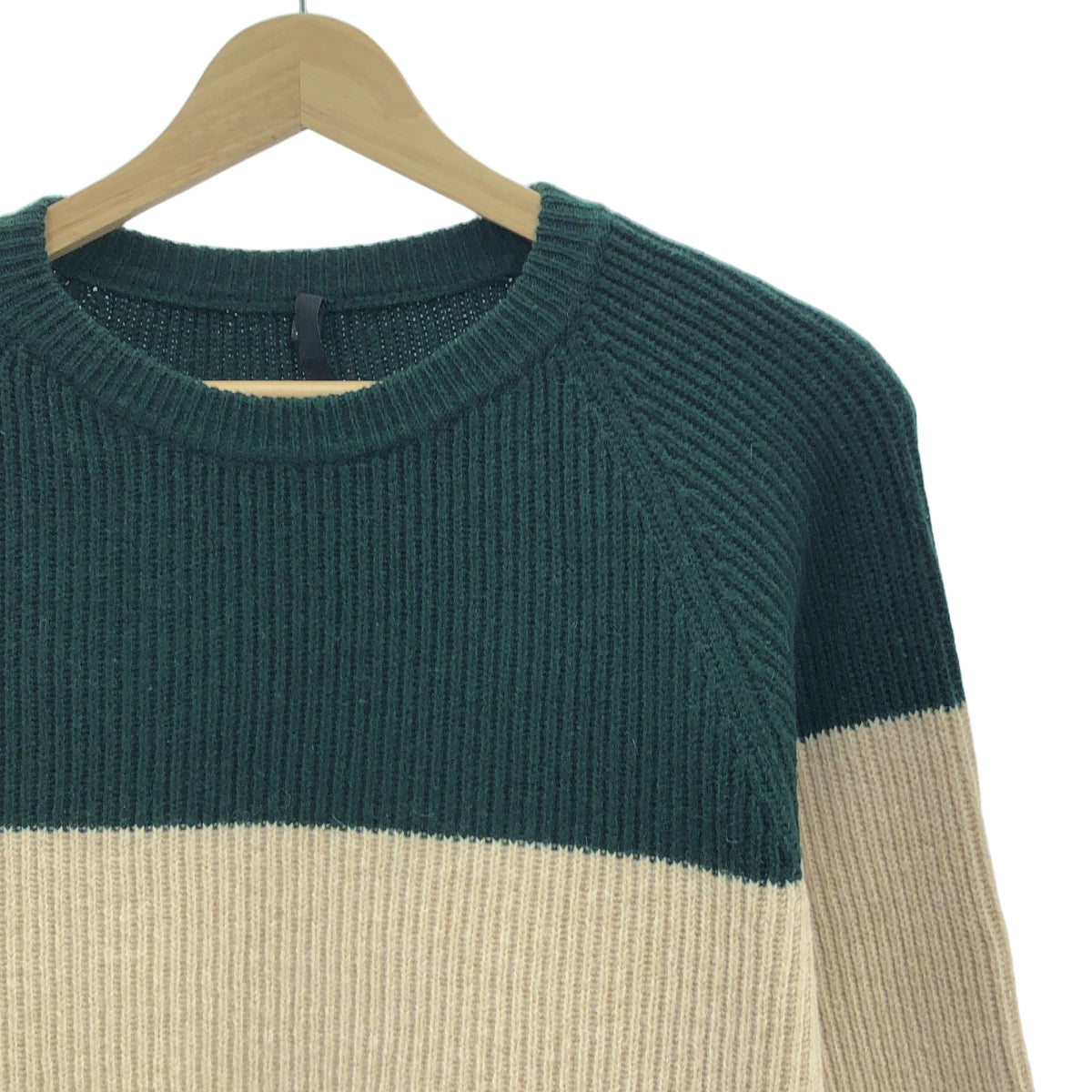 SARA LANZI | 羊駝尼龍雙色針織手筒口袋 | XL | 綠色/米色 | 女款