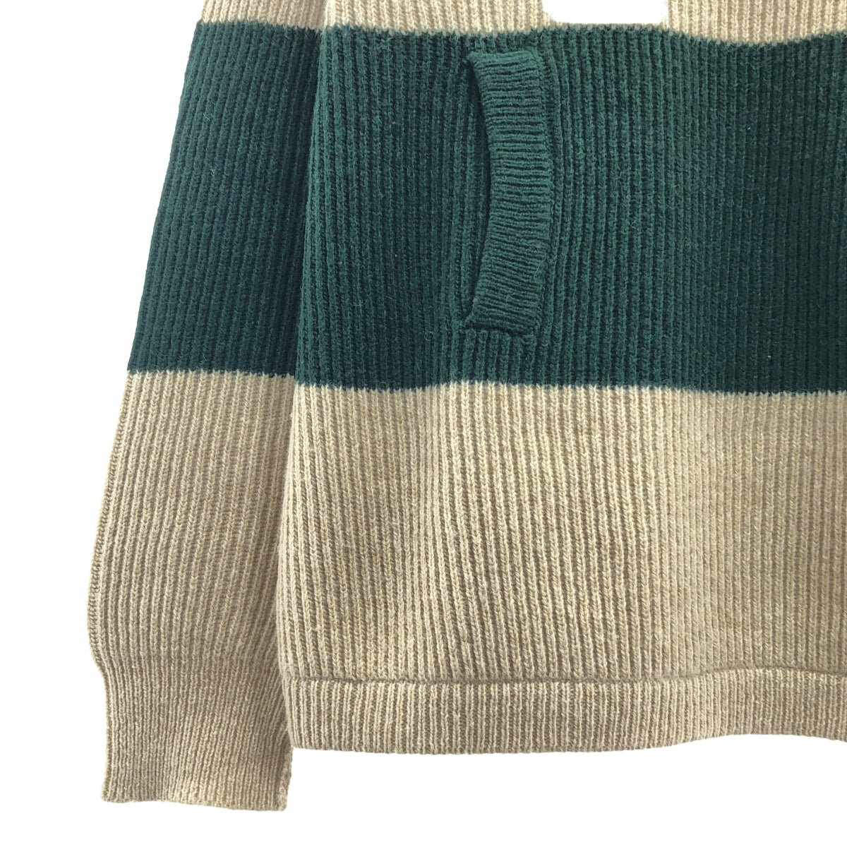 SARA LANZI | 羊駝尼龍雙色針織手筒口袋 | XL | 綠色/米色 | 女款