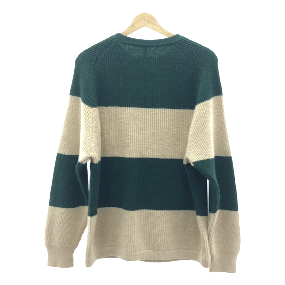 SARA LANZI / サラランズィ | アルパカ ナイロン 2トーン マフポケット ニット | XL | グリーン / ベージュ | レディース
