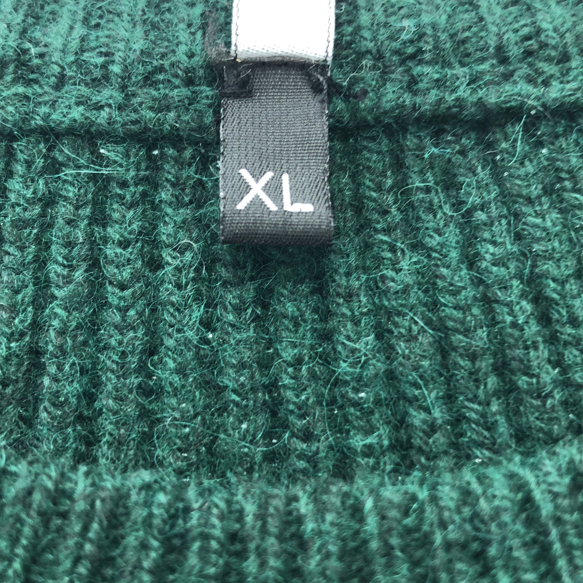 SARA LANZI / サラランズィ | アルパカ ナイロン 2トーン マフポケット ニット | XL | グリーン / ベージュ | レディース