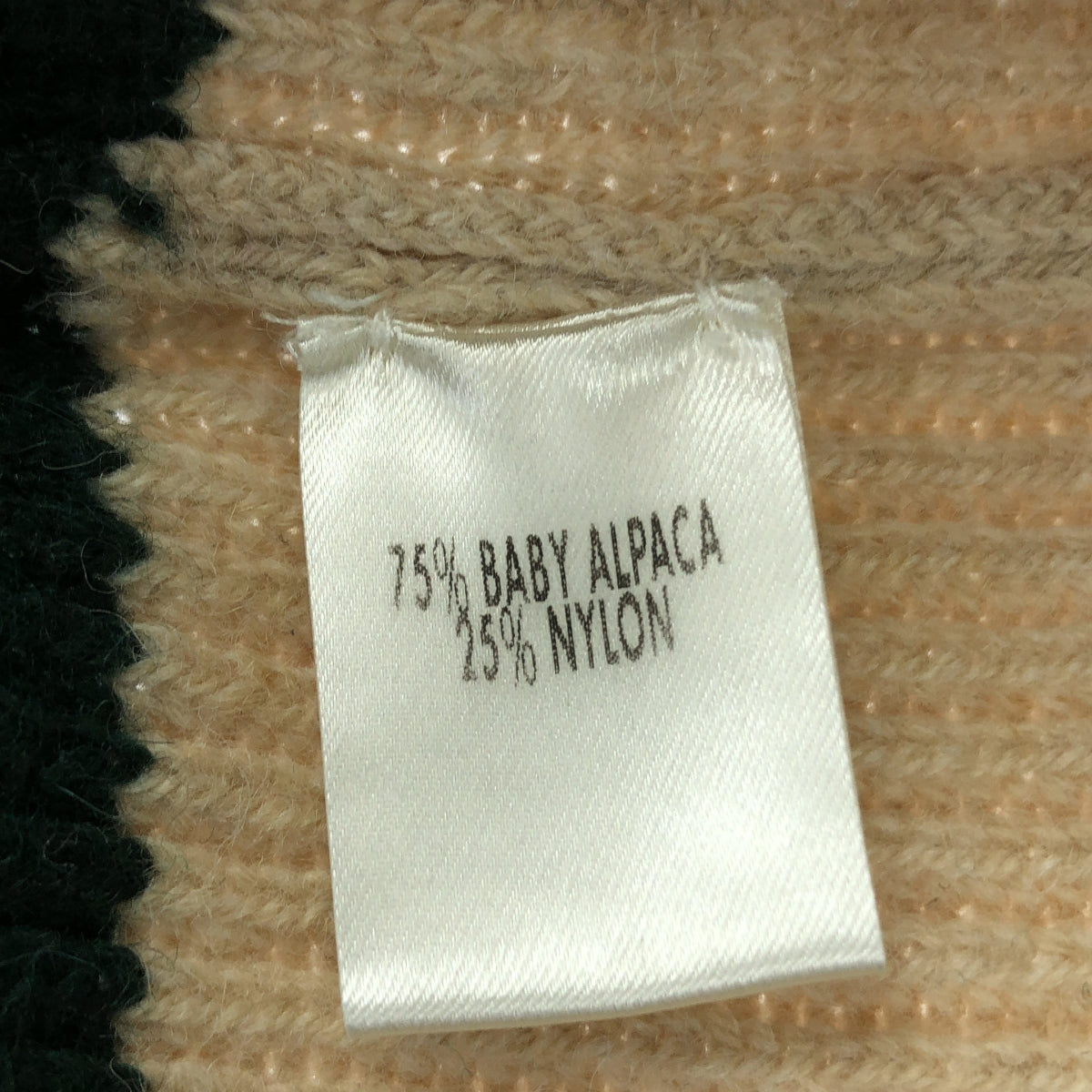 SARA LANZI / サラランズィ | アルパカ ナイロン 2トーン マフポケット ニット | XL | グリーン / ベージュ | レディース