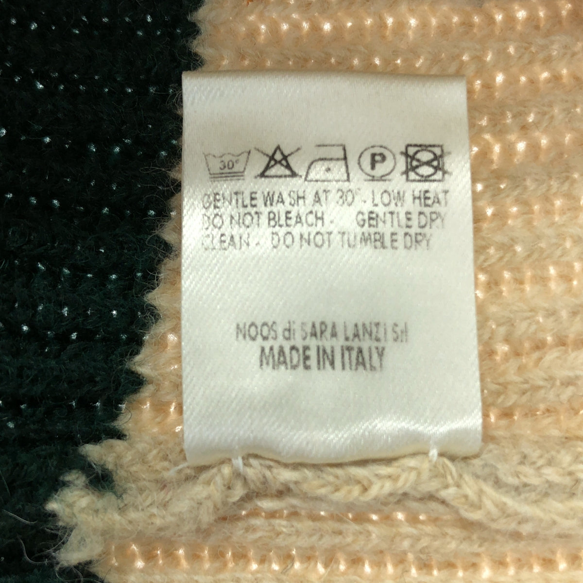 SARA LANZI | 羊駝尼龍雙色針織手筒口袋 | XL | 綠色/米色 | 女款