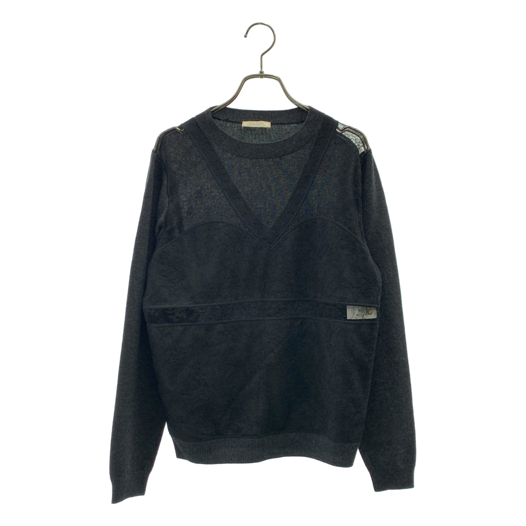 NINA RICCI / ニナリッチ | レース切替 クルーネック ニット セーター | S | レディース