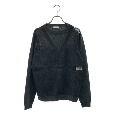 NINA RICCI / 니나리치 | 레이스 전환 크루넥 니트 스웨터 | S | 여성