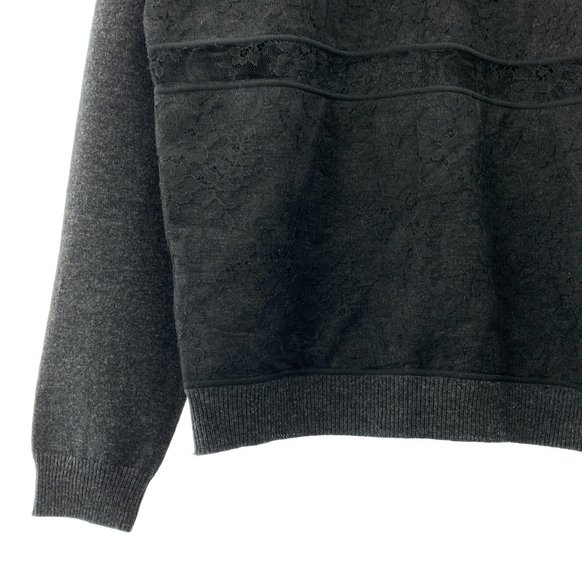 NINA RICCI / ニナリッチ | レース切替 クルーネック ニット セーター | S | レディース