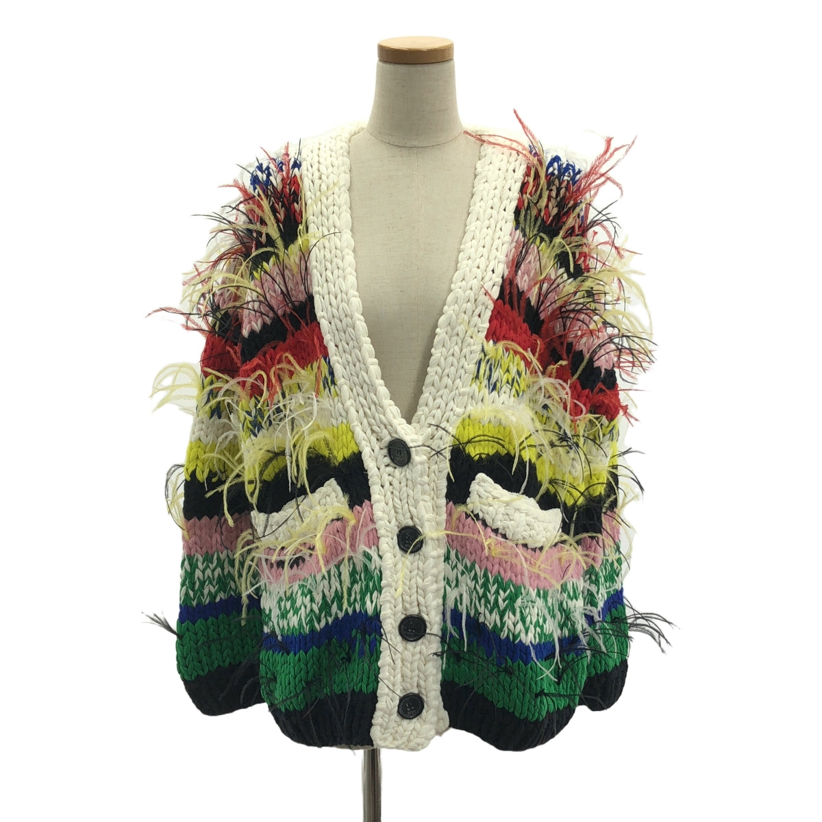 [狀況良好] N°21 / Numero Ventuno | 2022春夏 |多色邊框馬海毛混棉針織開襟衫 | S |多色 |女性的