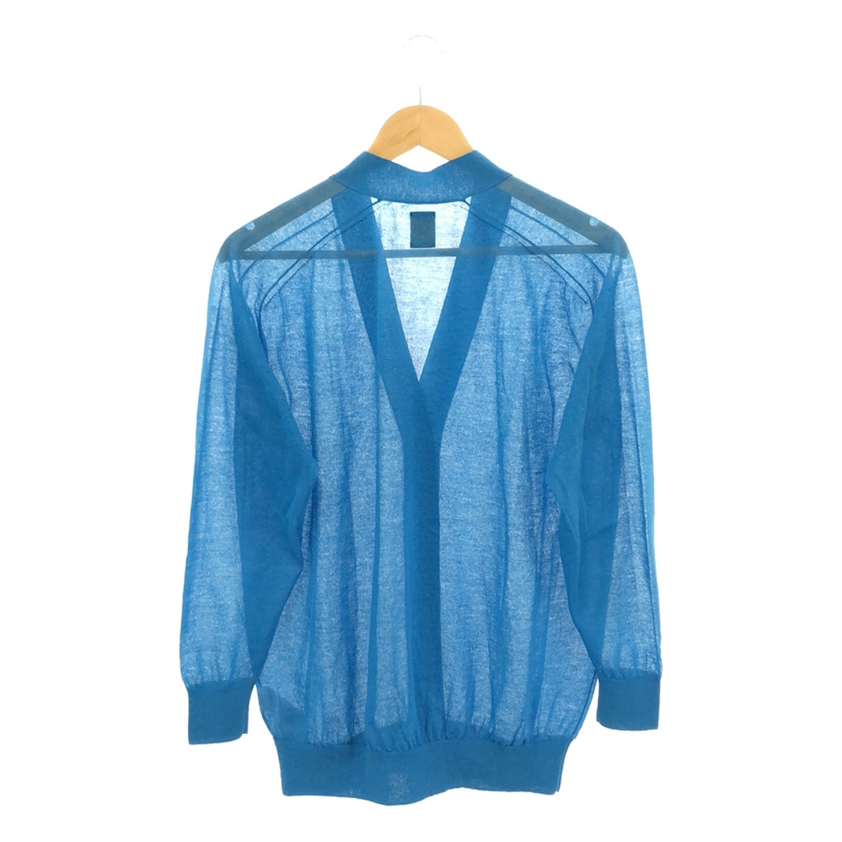 [Good Condition] BATONER | 2021SS | SEE THROUGH CARDIGAN Linen Blend See-Through V-Neck Knit Cardigan | F | Blue | Women's