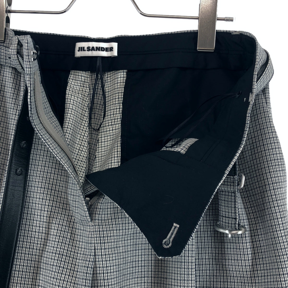 JIL SANDER / ジルサンダー | 2024AW | レザーベルテッド 2タック ワイド スラックス パンツ | 32 | レディース