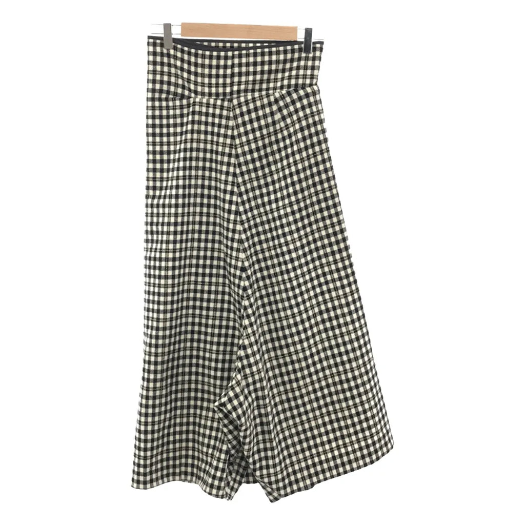 COMME des GARCONS |羊毛格紋寬裹身褲 | S |黑色/象牙色/金色|女性的