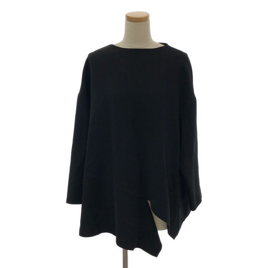 [Good Condition] ENFOLD | Asymmetrical Double Cross Drape Top Blouse | 36 | Black | Women's