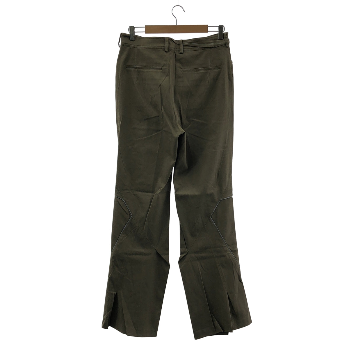 [新品] Kiko Kostadinov | 2024 秋冬系列 | OHNE K-DART TROUSER 聚酯纖維/羊毛垂墜喇叭褲 | 46碼 | 黃銅綠 | 男款