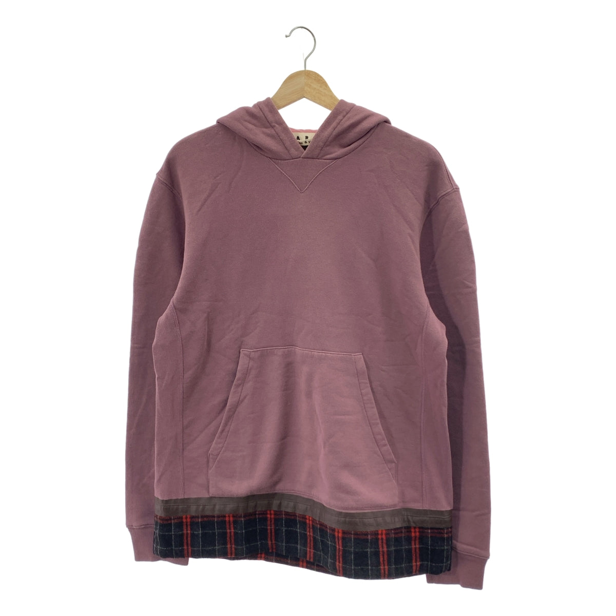 MARNI / 마르니 | 체크 스위치 풀오버 스웨트 파커 | 46 | 퍼플 | 남성