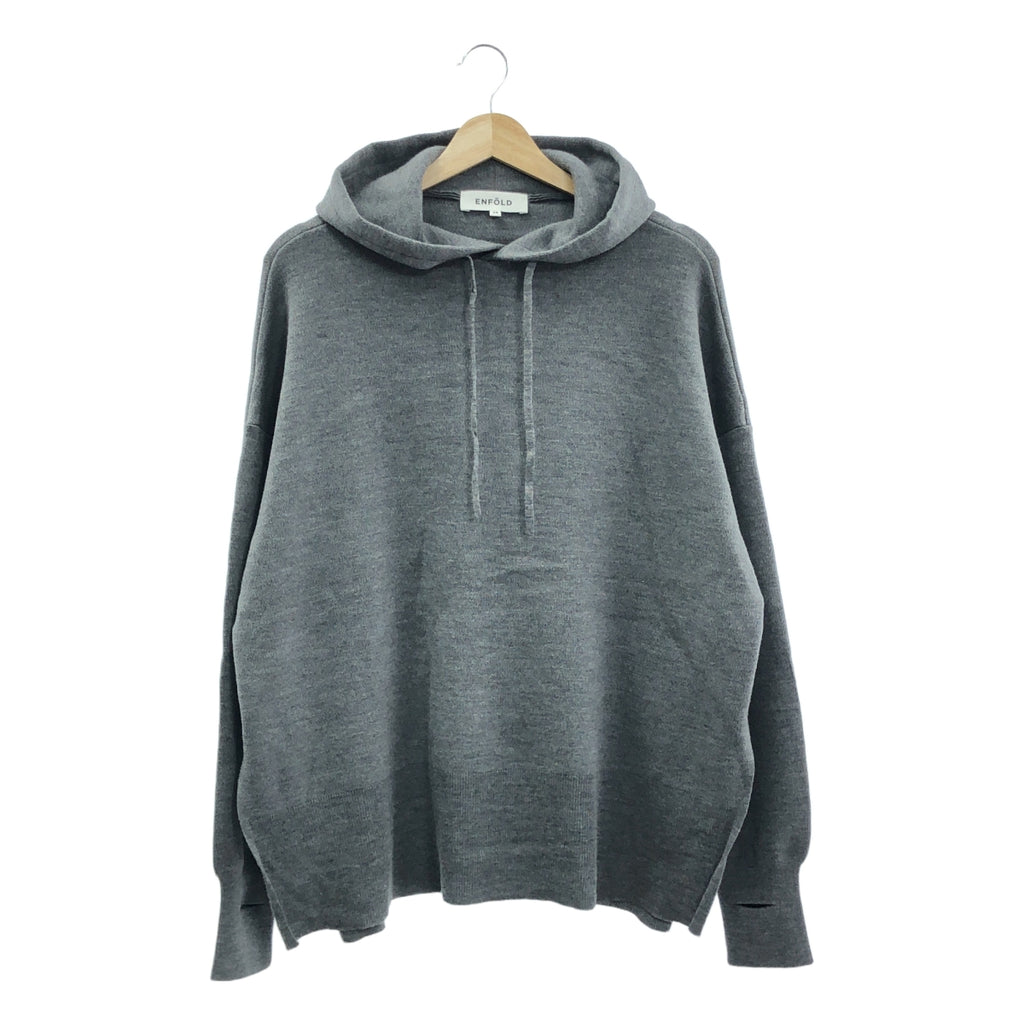 ENFOLD / 엠 폴드 | HOODED-PULLOVER / 울 슬릿 니트 후디 | 38 | 회색 | 여성