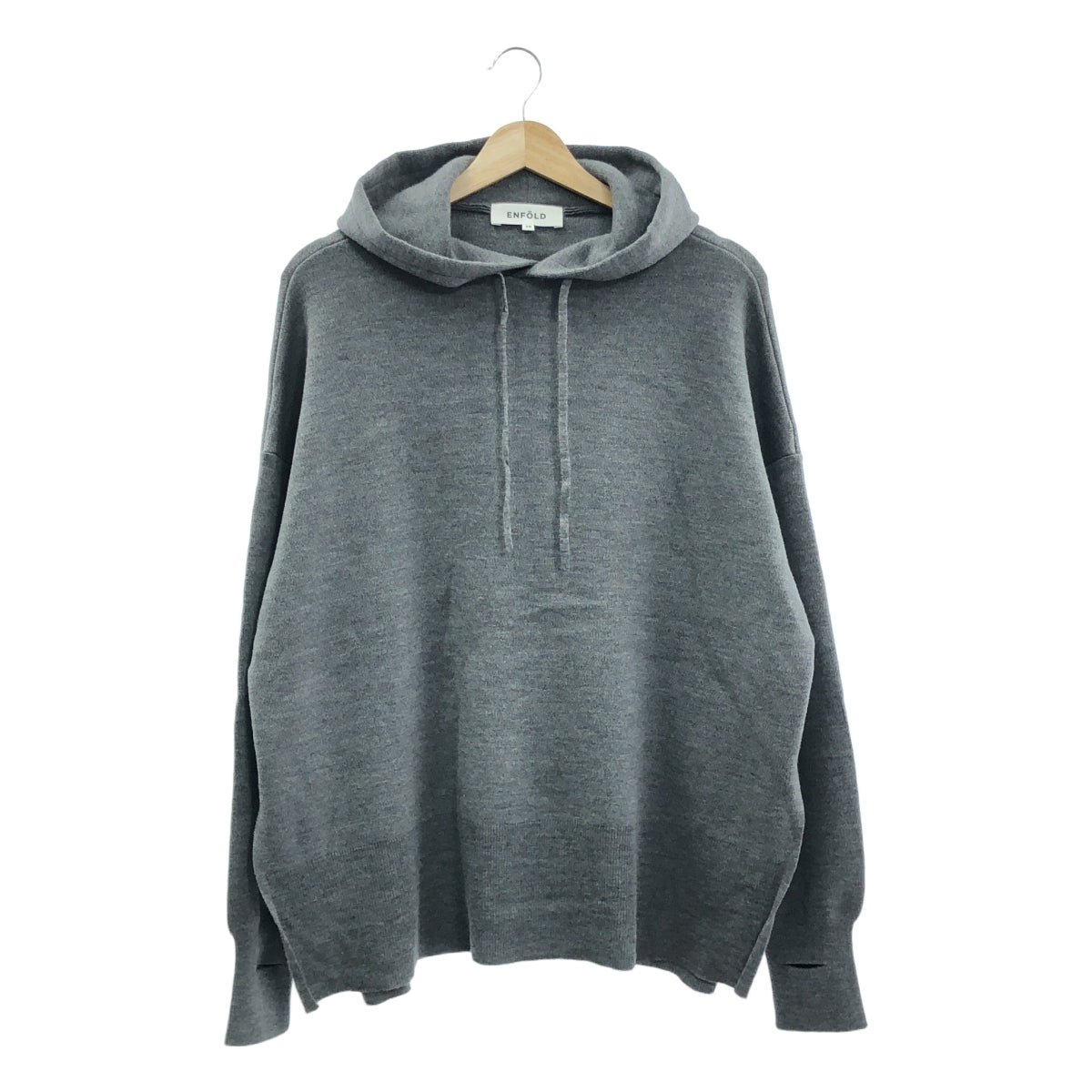 ENFOLD / 엠 폴드 | HOODED-PULLOVER / 울 슬릿 니트 후디 | 38 | 회색 | 여성