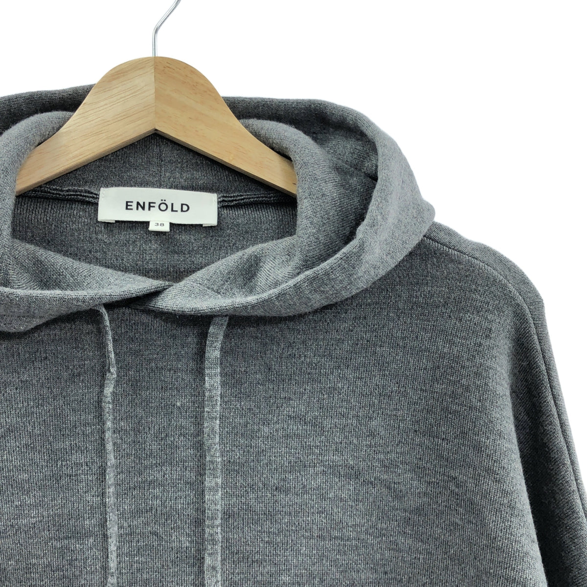 ENFOLD / 엠 폴드 | HOODED-PULLOVER / 울 슬릿 니트 후디 | 38 | 회색 | 여성