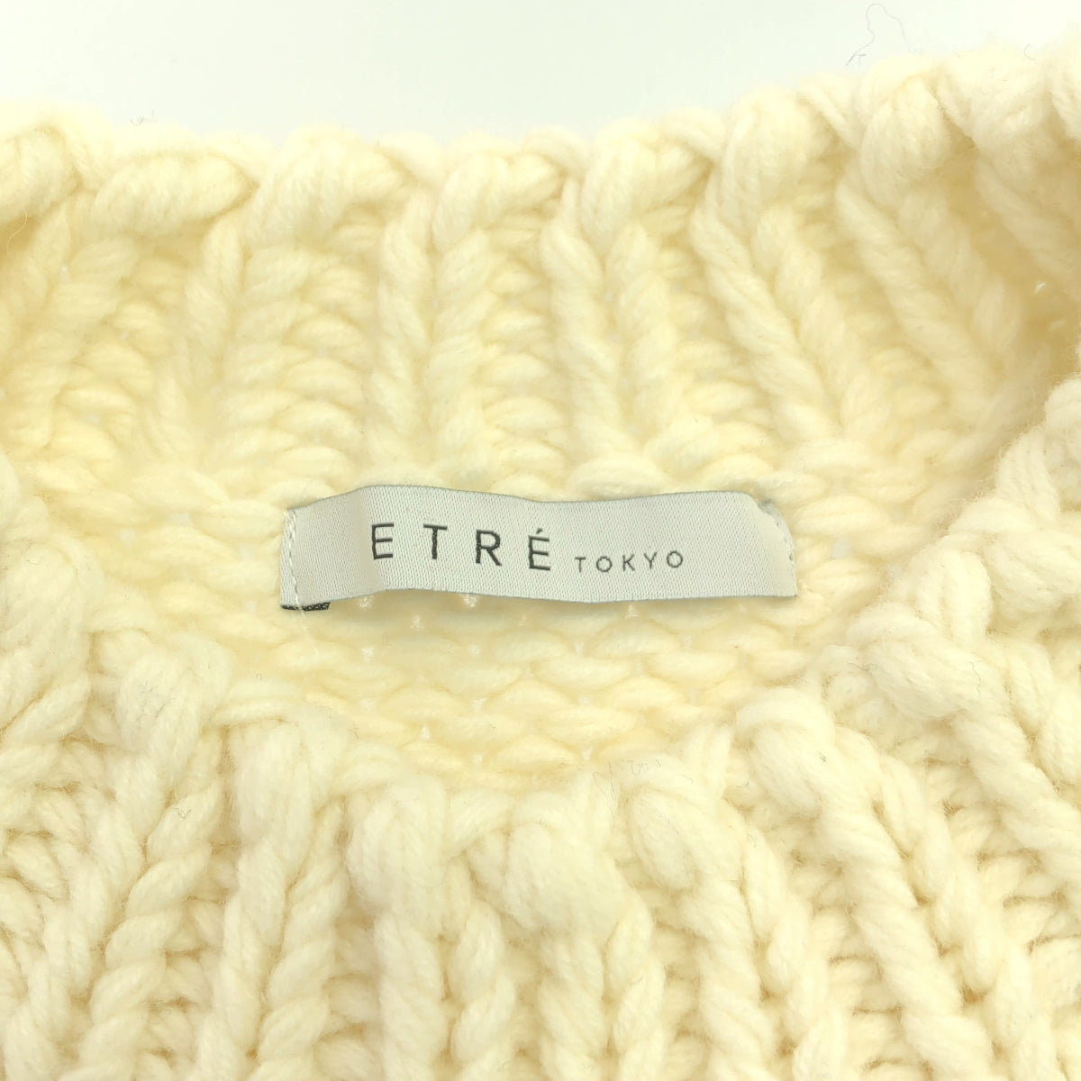 [Good Condition] ETRE TOKYO | Bulky Yarn Hand Knit Pullover | F | Off-White | Women's